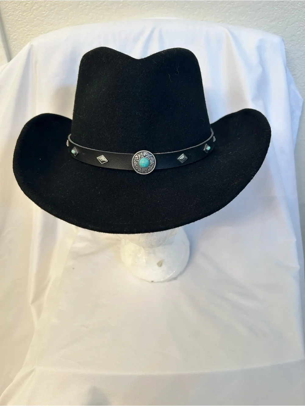 Women’s Cody James Santa Ana Black Western Cowboy Hat w/ Turquoise Concho Band